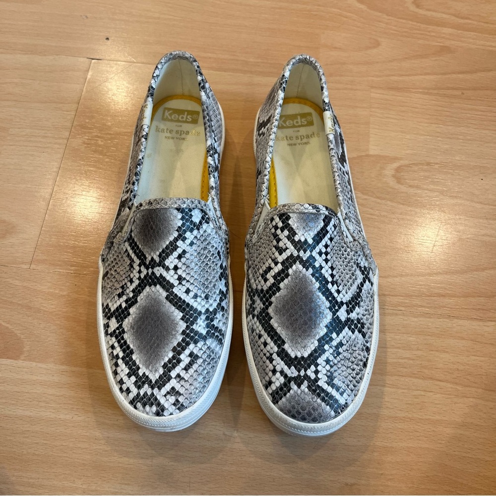 Keds X Kate Spade Double Decker Snake Print Slip on Sneakers